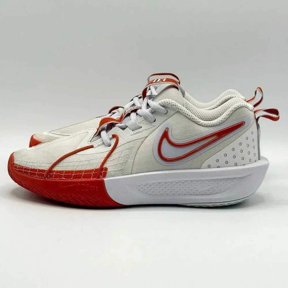 Nike Air Zoom GT Cut 3 in White Picante Red Lace Up Low Sneakers - Grade School